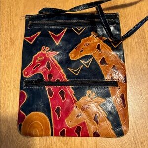 Giraffe Print Leather Crossbody Bag